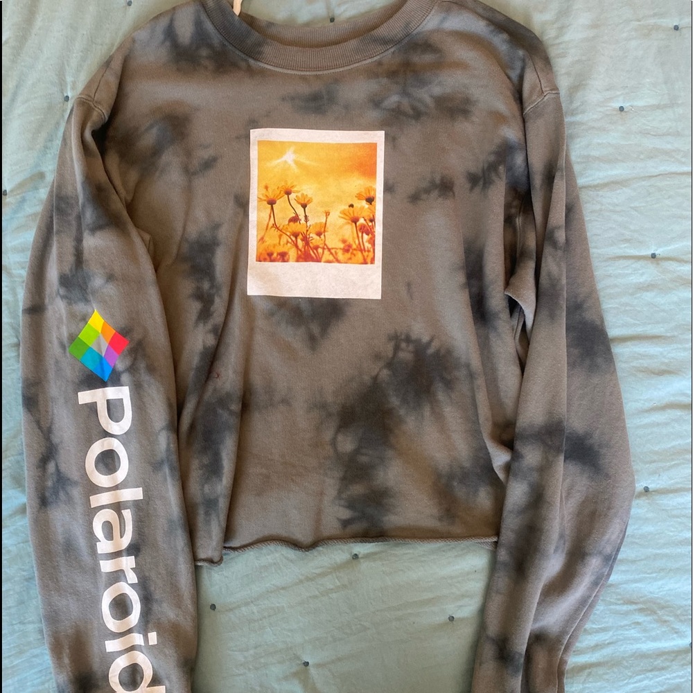 Green Tie-dye Polaroid Cropped Sweatshirt